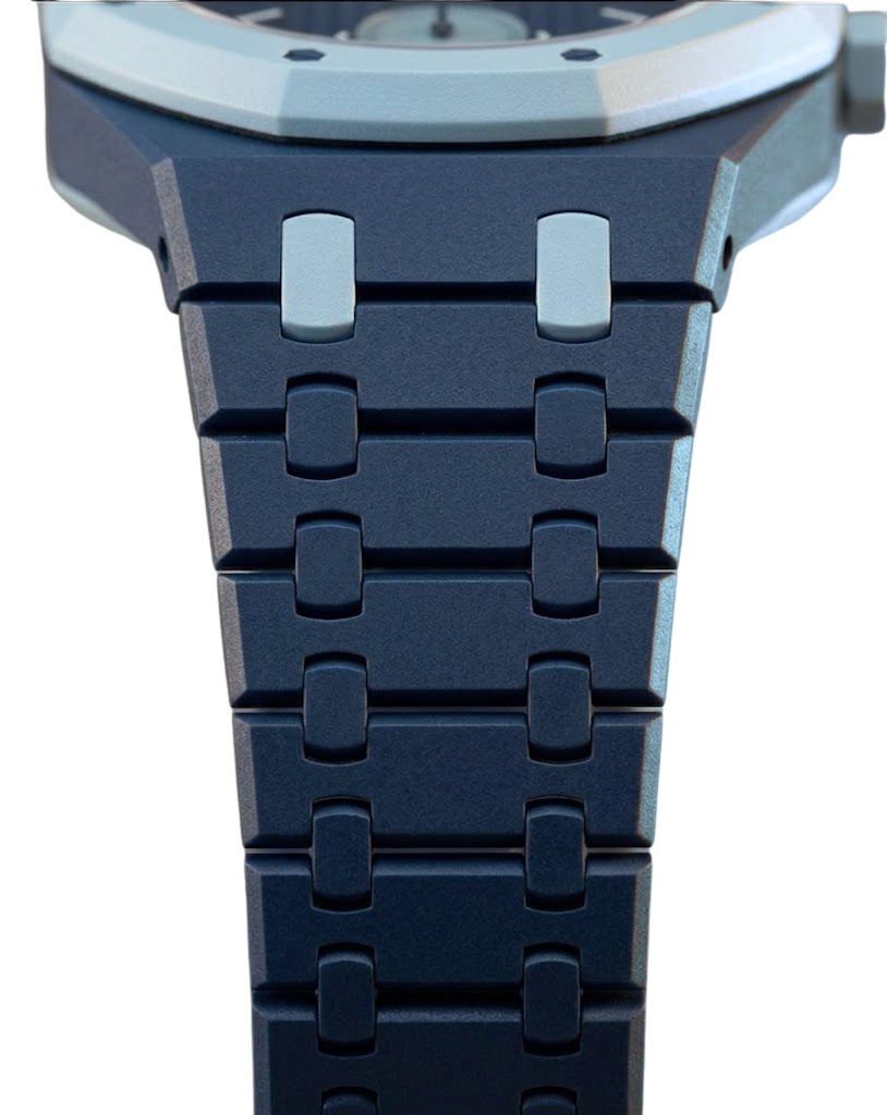 Lan Ba bracelet — navy ceramic, sky-blue bezel above